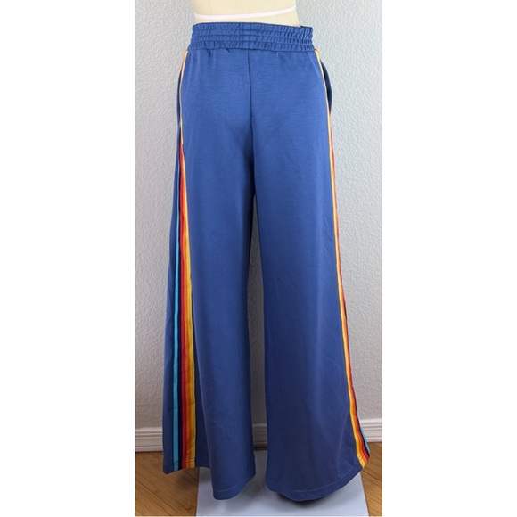 Aldi Wide Leg Pull On Blue Stripped Sweatpants, size Medium - Picture 5 of 12